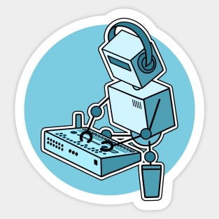 Robot Playing Drum Machine (pocket print size) Sticker